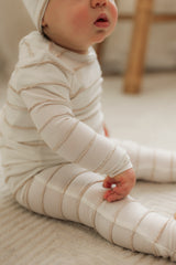 LUXE BABY 2PC RAISED STRIPED FOOTIE WITH HAT SET