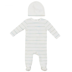 LUXE BABY 2PC RAISED STRIPED FOOTIE WITH HAT SET