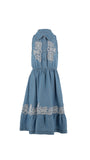 ERMANNO SCERVINO LACE APPLIQUE PINSTRIPE COLLARED MAXI JUMPER