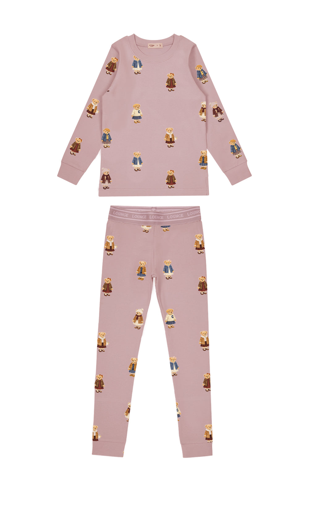 CREW LOUNGE 2PC TEDDY PATTERN LOUNGE CREWNWCK SET