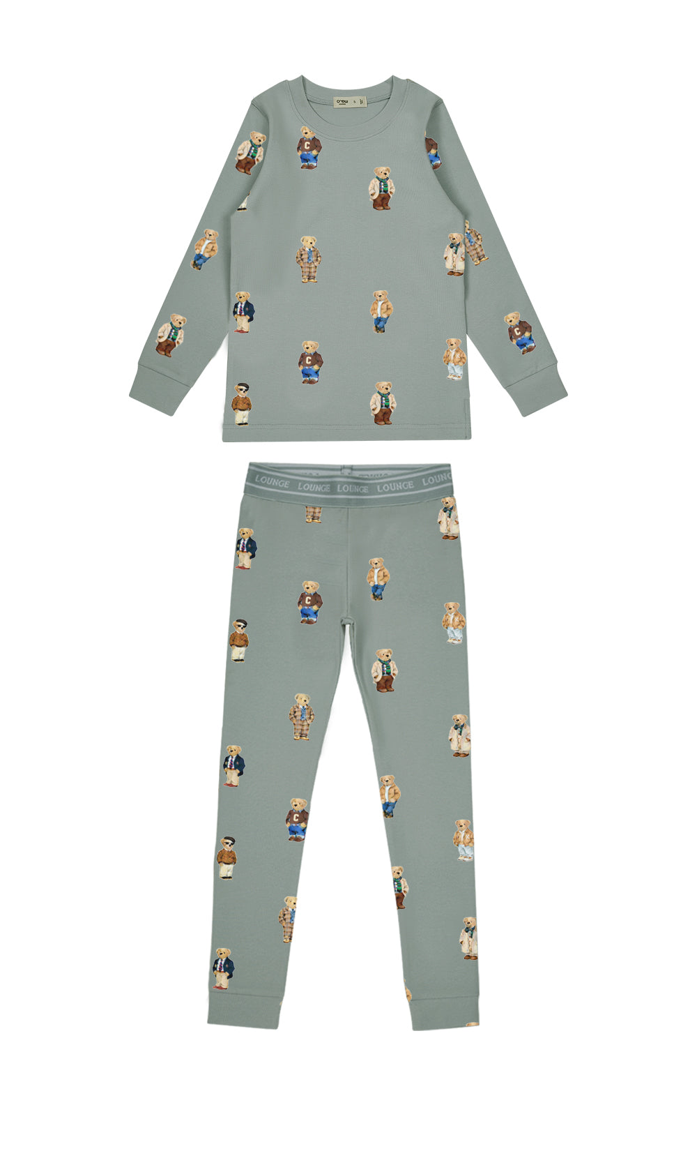 CREW LOUNGE 2PC TEDDY PATTERN CREWNECK PAJAMA