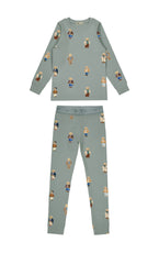 CREW LOUNGE 2PC TEDDY PATTERN CREWNECK PAJAMA