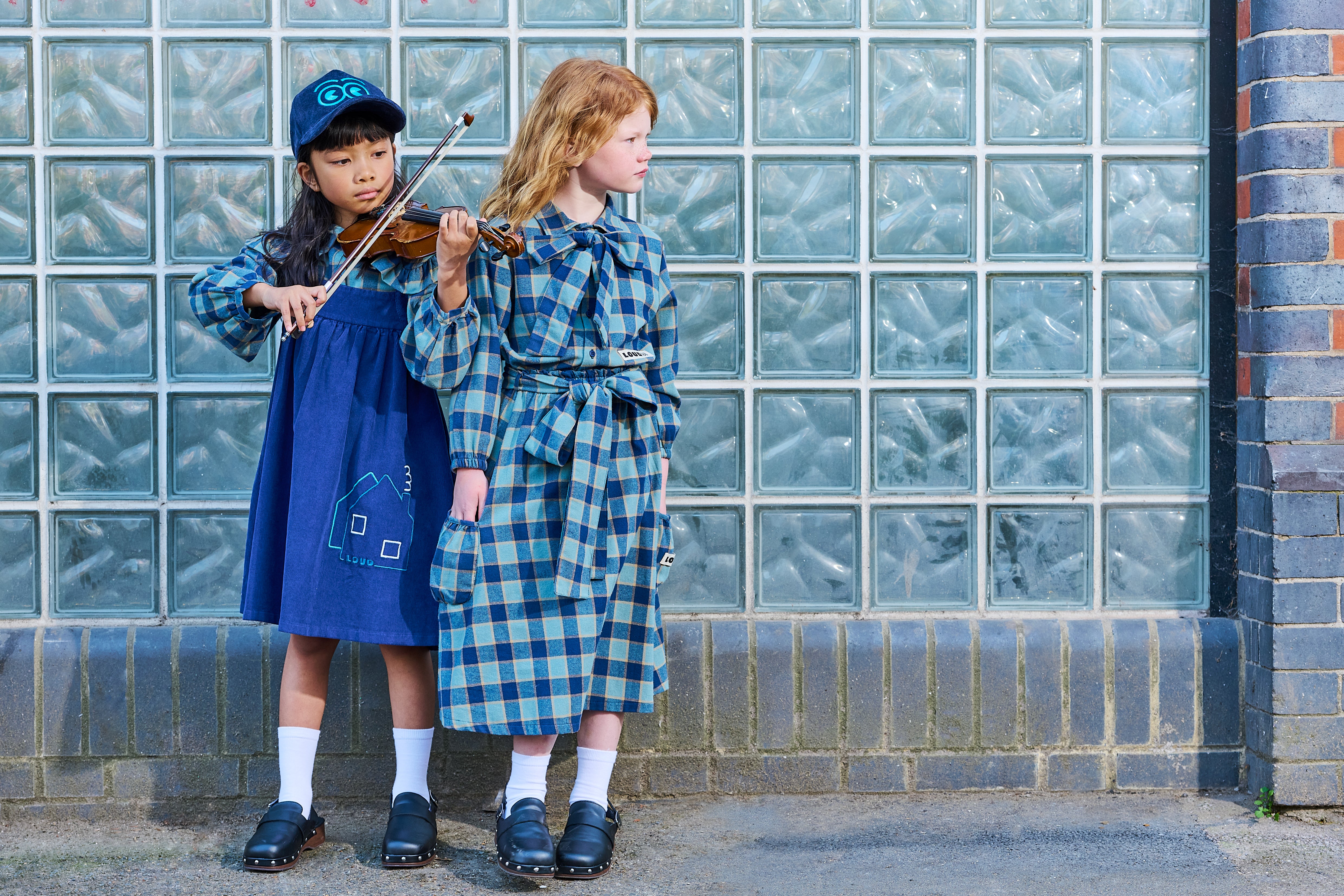 LOUD APPAREL "FRIENDLY LOGO TAPE CHECKED SKIRT
