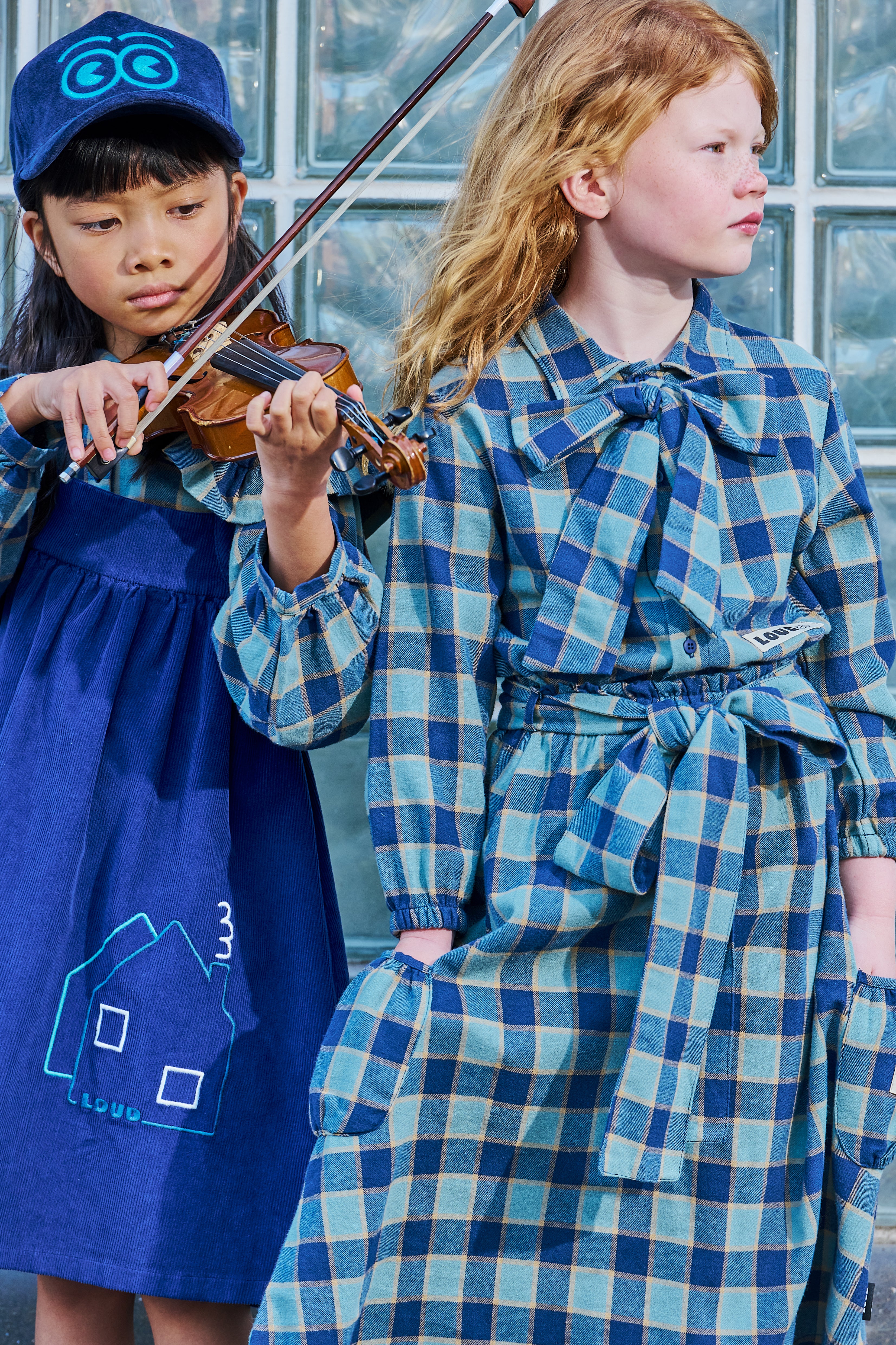 LOUD APPAREL "FRIENDLY LOGO TAPE CHECKED SKIRT