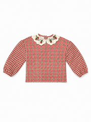 MADELEINE GINGHAM EMBROIDERED COLLAR SWEATSHIRT