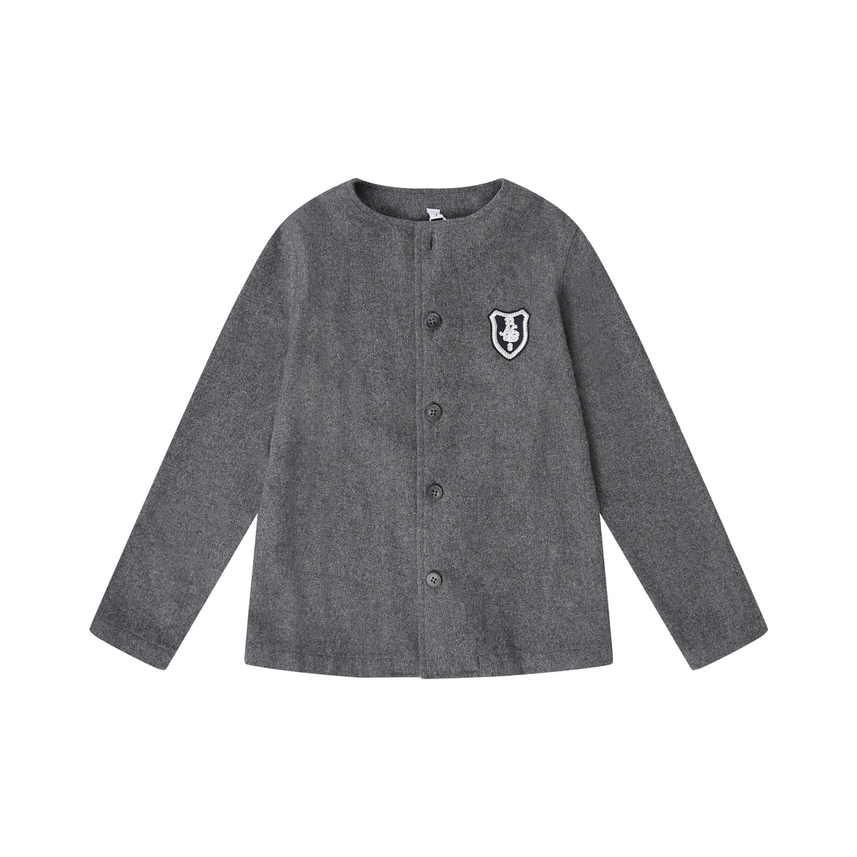 BOPOP 3PC BLOUSE, WOOL CARDIGAN AND EMBLEM SKIRT
