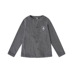 BOPOP 3PC BLOUSE, WOOL CARDIGAN AND EMBLEM SKIRT