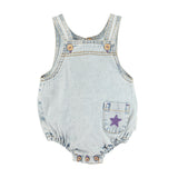 PIUPIUCHICK STAR EMBROIDERY PATCH POCKET ROMPER