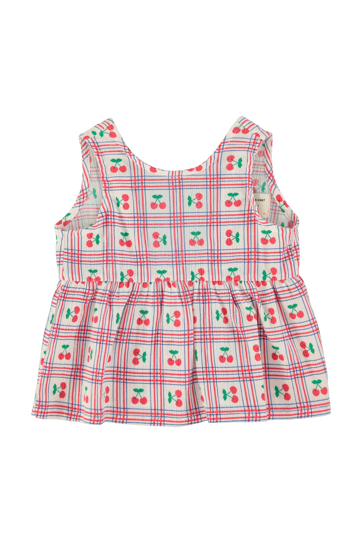 PIUPIUCHICK ALLOVER CGERRIES PRINT SLEEVELESS RUFFLE TOP
