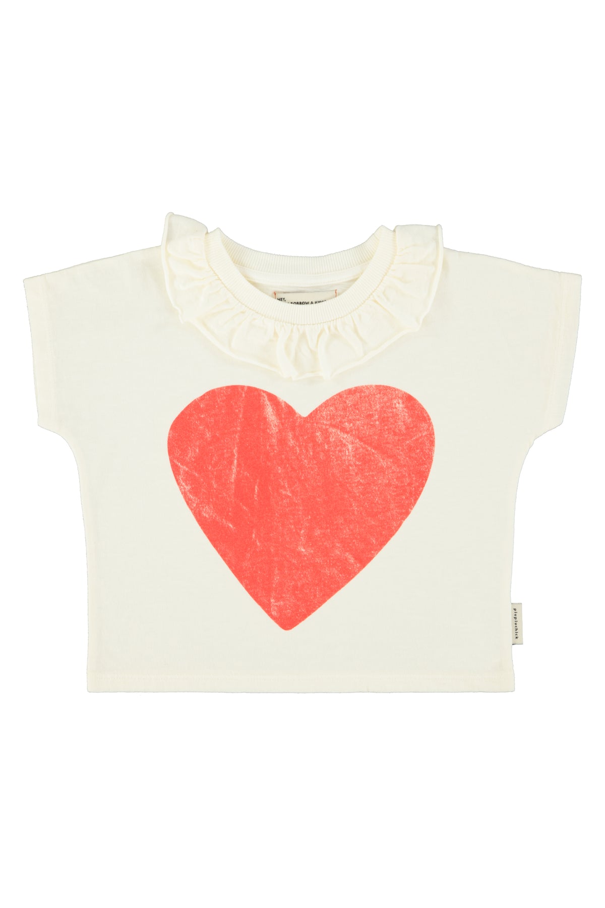 PIUPIUCHICK 2PC HEART PRINT COLLARED TSHIRT WITH CHECKERED SHORTS SET