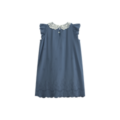 CERA UNA VOLTA ANTONELLA LACE COLLAR EMBROIDERED FLOWERS WITH EYELET TRIM DRESS