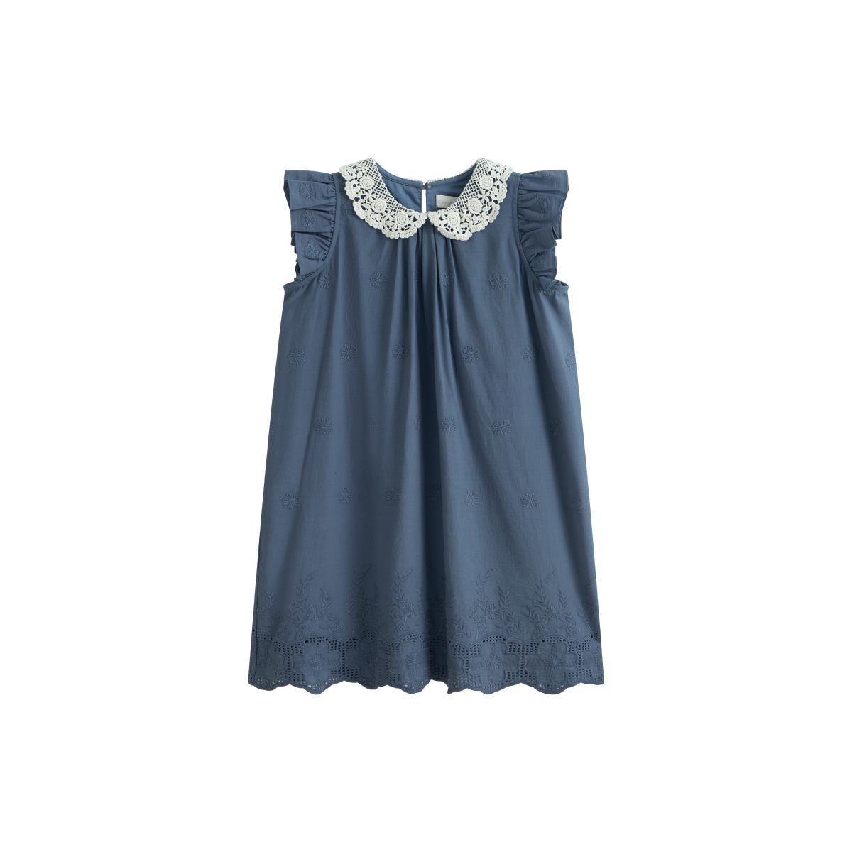 CERA UNA VOLTA ANTONELLA LACE COLLAR EMBROIDERED FLOWERS WITH EYELET TRIM DRESS