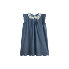 CERA UNA VOLTA ANTONELLA LACE COLLAR EMBROIDERED FLOWERS WITH EYELET TRIM DRESS