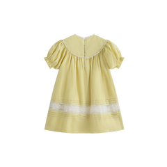 CERA UNA VOLTA KAYE EMBROIDERED BIB LACE TRIM TOP WITH EYELET LACE TRIM BOTTOM DRESS