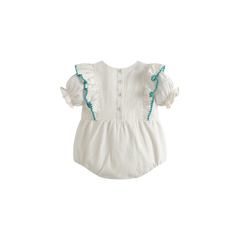 CERA UNA VOLTA EMBROIDERED FLOWER DETAIL RUFFLED BODICE ROMPER