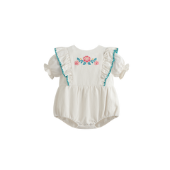 CERA UNA VOLTA EMBROIDERED FLOWER DETAIL RUFFLED BODICE ROMPER