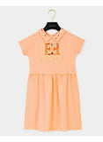 ESCADA SHORT SLEEVE DRESS WITH CONTRAST FLORAL LOGO AND STRIPE ON COLLAR