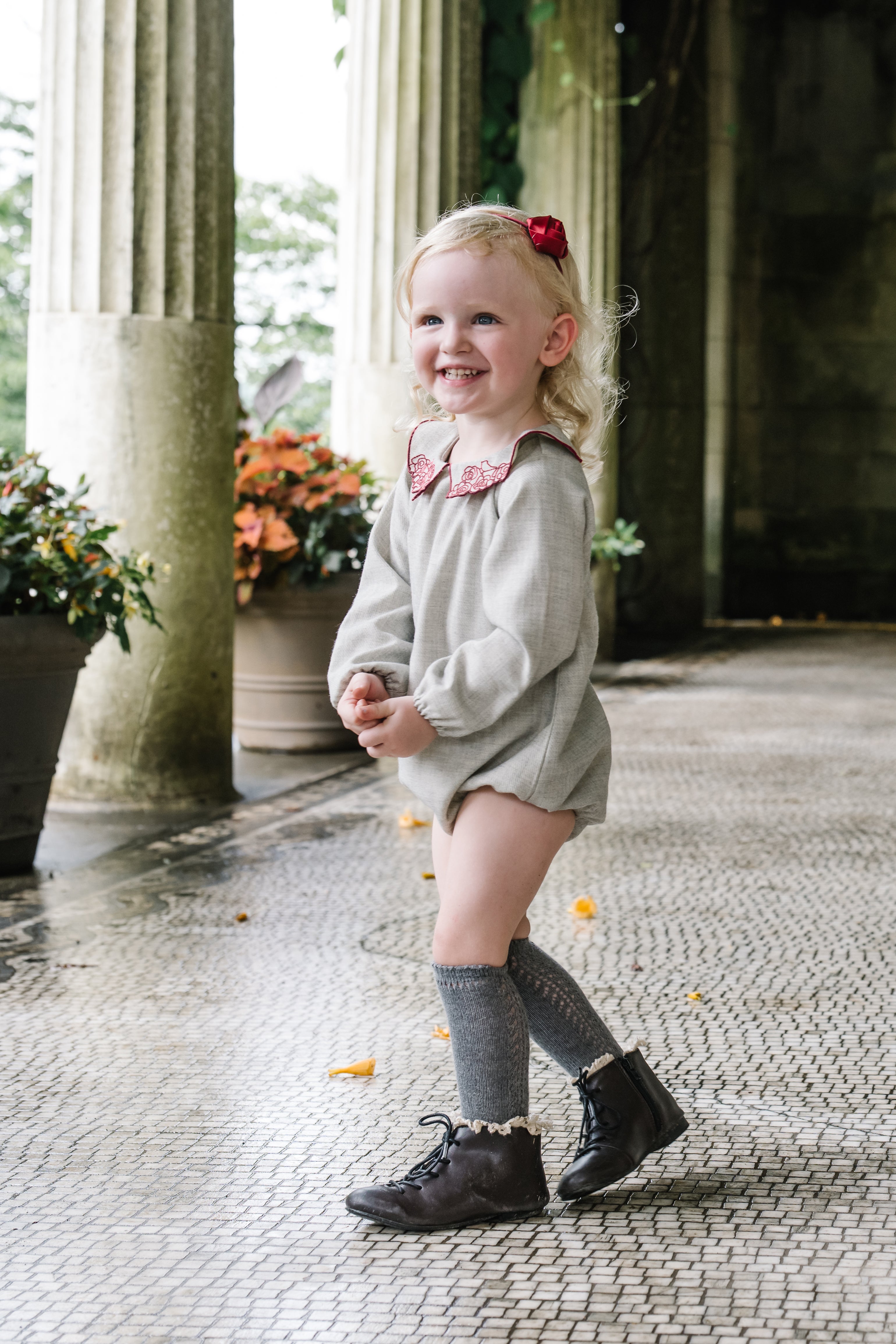 SWEET THREADS HOLLAND FLOWER EMBROIDERED COLLAR ROMPER