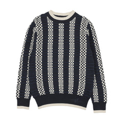SWEET THREADS CHECK STRIPE SWEATER