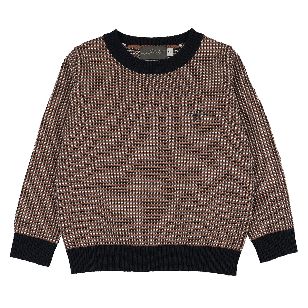 SWEET THREADS PATTERNED CREWNECK SWEATER