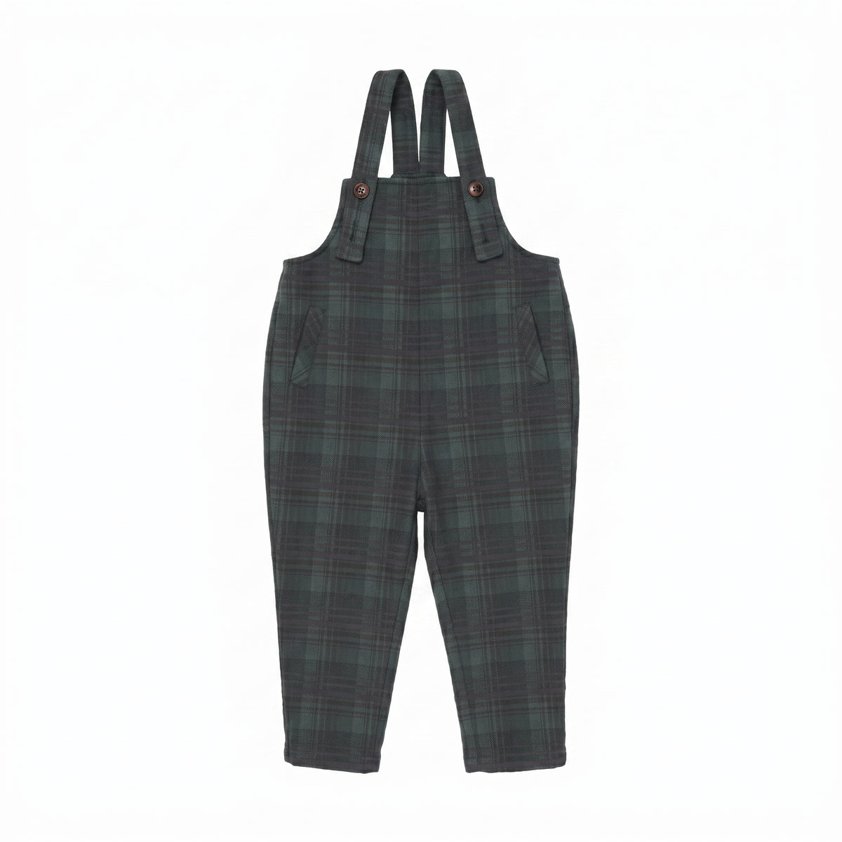 SWEET THREADS HIGHLAND FOREST PLAID OVERALLS