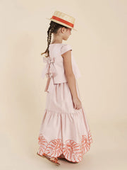 MIMISOL 2PC SHORT SLEEVE TOP EMBROIDERED SET