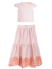 MIMISOL 2PC SHORT SLEEVE TOP EMBROIDERED SET
