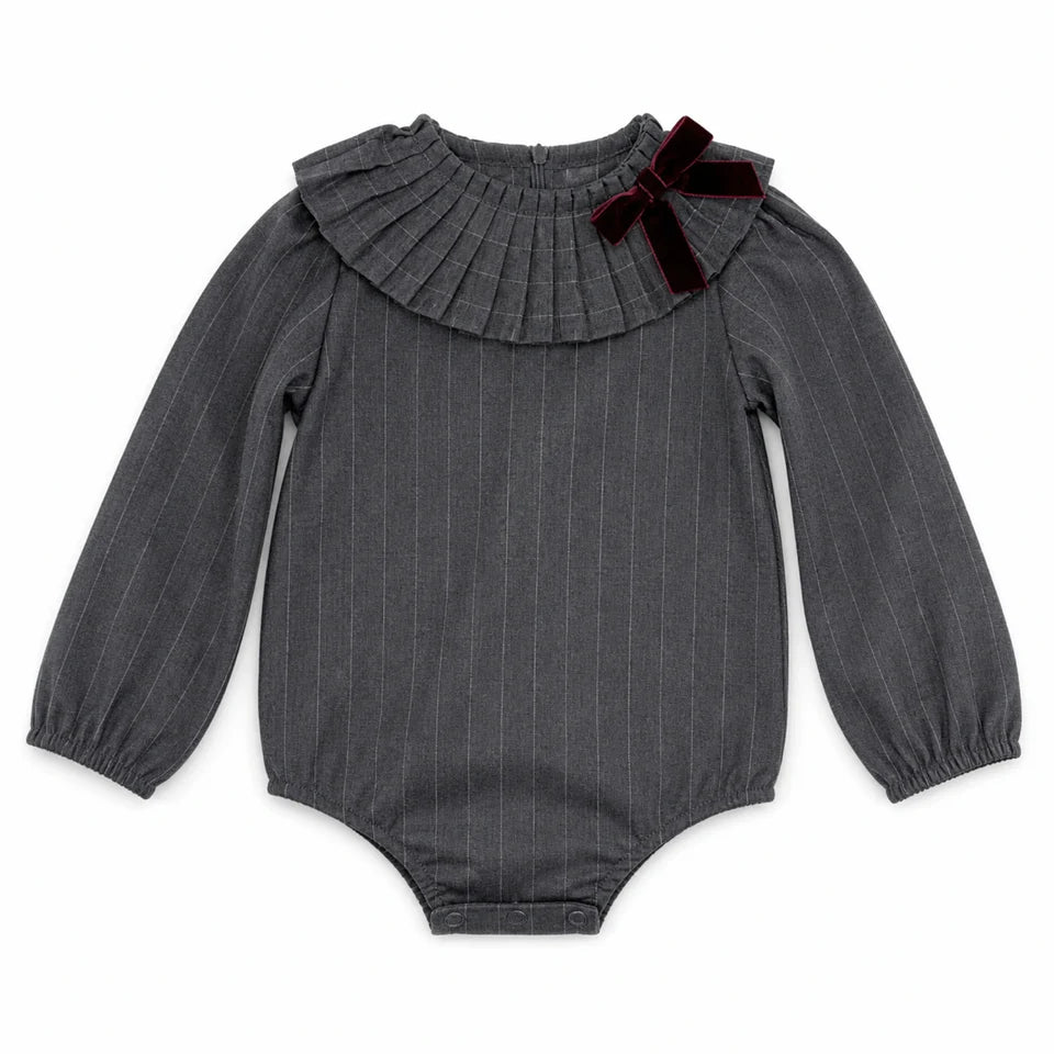 BONJOY LONG SLEEVE PINSTRIPE ROMPER