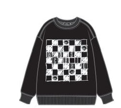 MOSCHINO LONG SLEEVE CHECKER GRAPHIC SWEATSHIRT