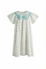 PERNILLE SMOCK STITCH EMBROIDERED FLOWERS DRESS