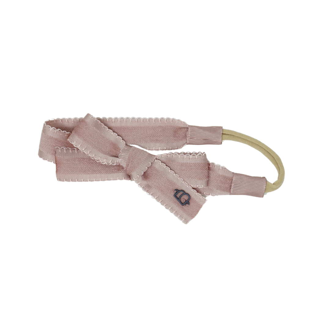 BANDEAU SCALLOP GROSSGRAIN VELVET BABY HEADWRAP WITH BOW