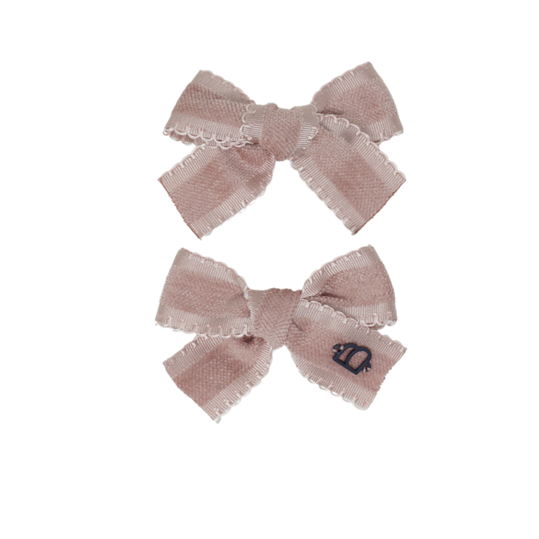 BANDEAU SCALLOP GROSSGRAIN VELVET MINI BOW CLIP SET