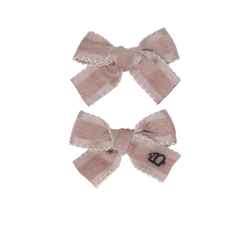 BANDEAU SCALLOP GROSSGRAIN VELVET MINI BOW CLIP SET