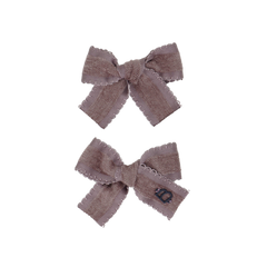 BANDEAU SCALLOP GROSSGRAIN VELVET MINI BOW CLIP SET