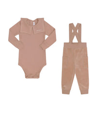 LITTLE PARNI 2PC VELOUR OVERALL SET