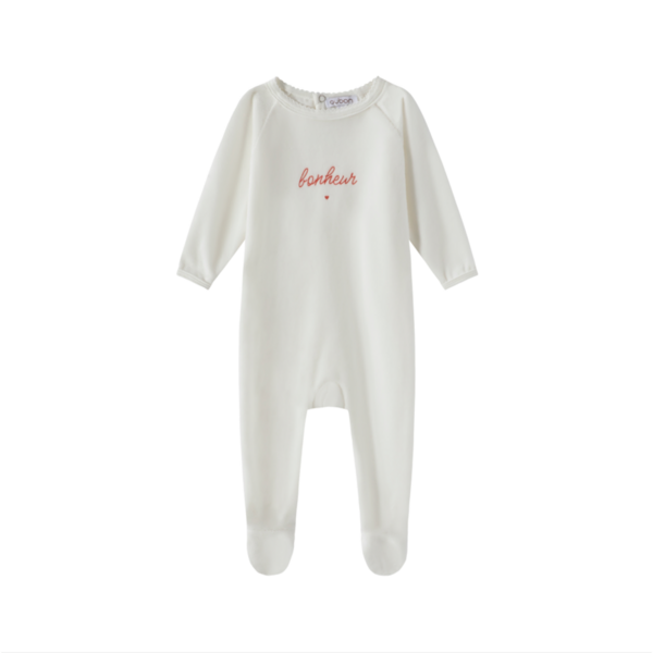 OUBON 2PC "BON HUER" PRINT VELOUR FOOTIE WITH BONNET SET