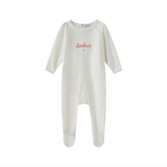 OUBON 2PC "BON HUER" PRINT VELOUR FOOTIE WITH BONNET SET