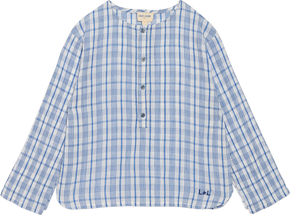 LOUIS LOUISE COTTON CREPE CHECK ONCLE SHIRT