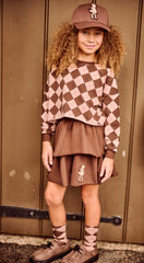 LITTLE PARNI CROPPED ARGYLE SWEATSHIRT