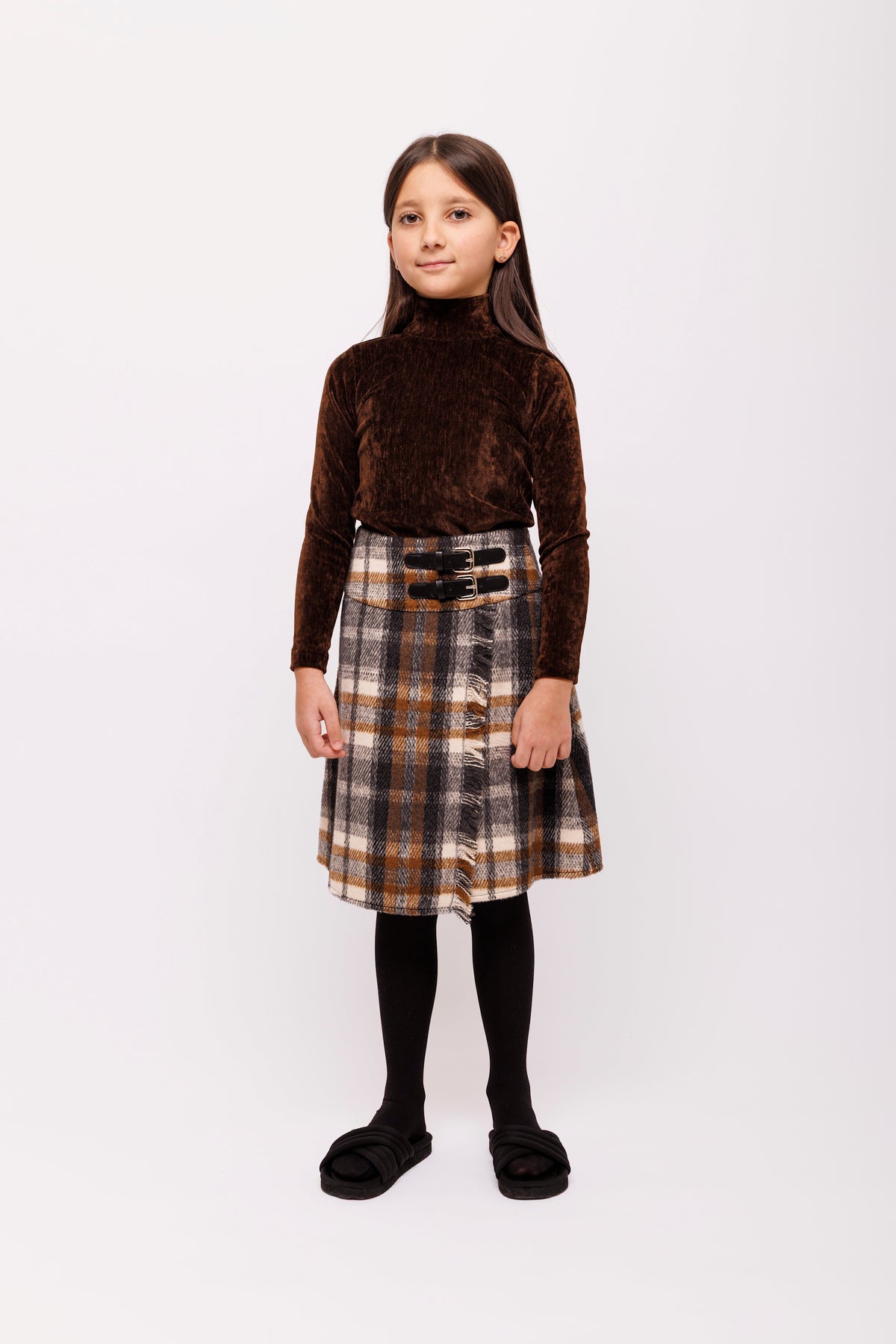 OLIVIA ROHDE PLAID PLEATED SKIRT