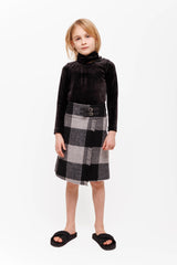 OLIVIA ROHDE WOOL BUCKLE PLAID SKIRT