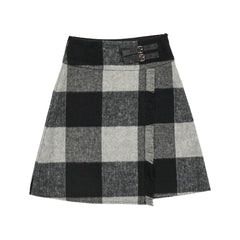 OLIVIA ROHDE WOOL BUCKLE PLAID SKIRT