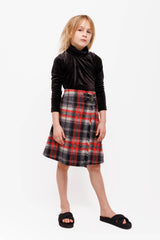 OLIVIA ROHDE WOOL BUCKLE PLAID SKIRT