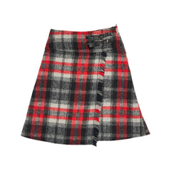 OLIVIA ROHDE WOOL BUCKLE PLAID SKIRT