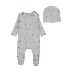 BEE & DEE 2PC SUMMER PLAID FOOTIE WITH BEANIE SET