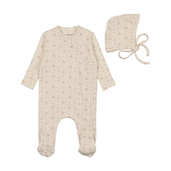 BEE & DEE 3PC SWEET BLOSSOMS WRAP FOOTIE + BONNET + BLANKET SET