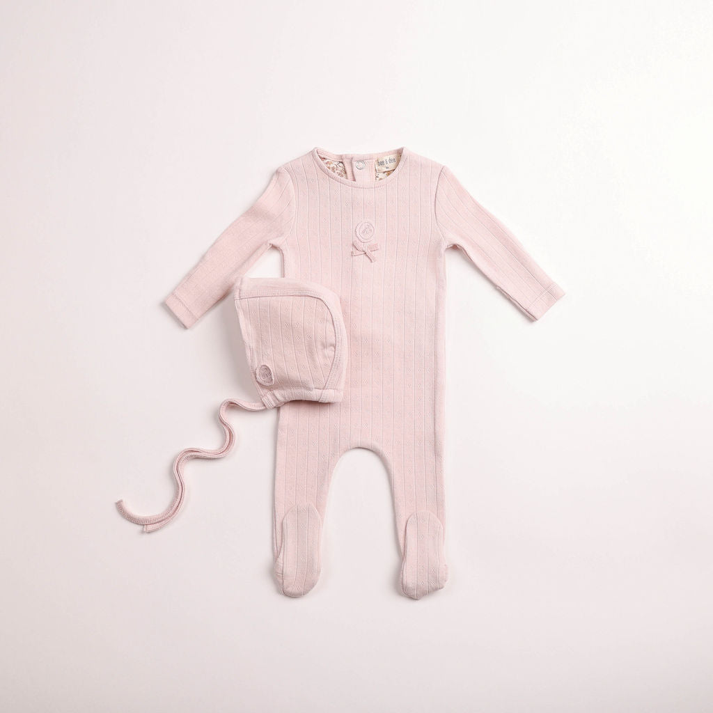 BEE & DEE 2PC SWEET CLASSIC POINTELLE FOOTIE WITH BEANIE SET