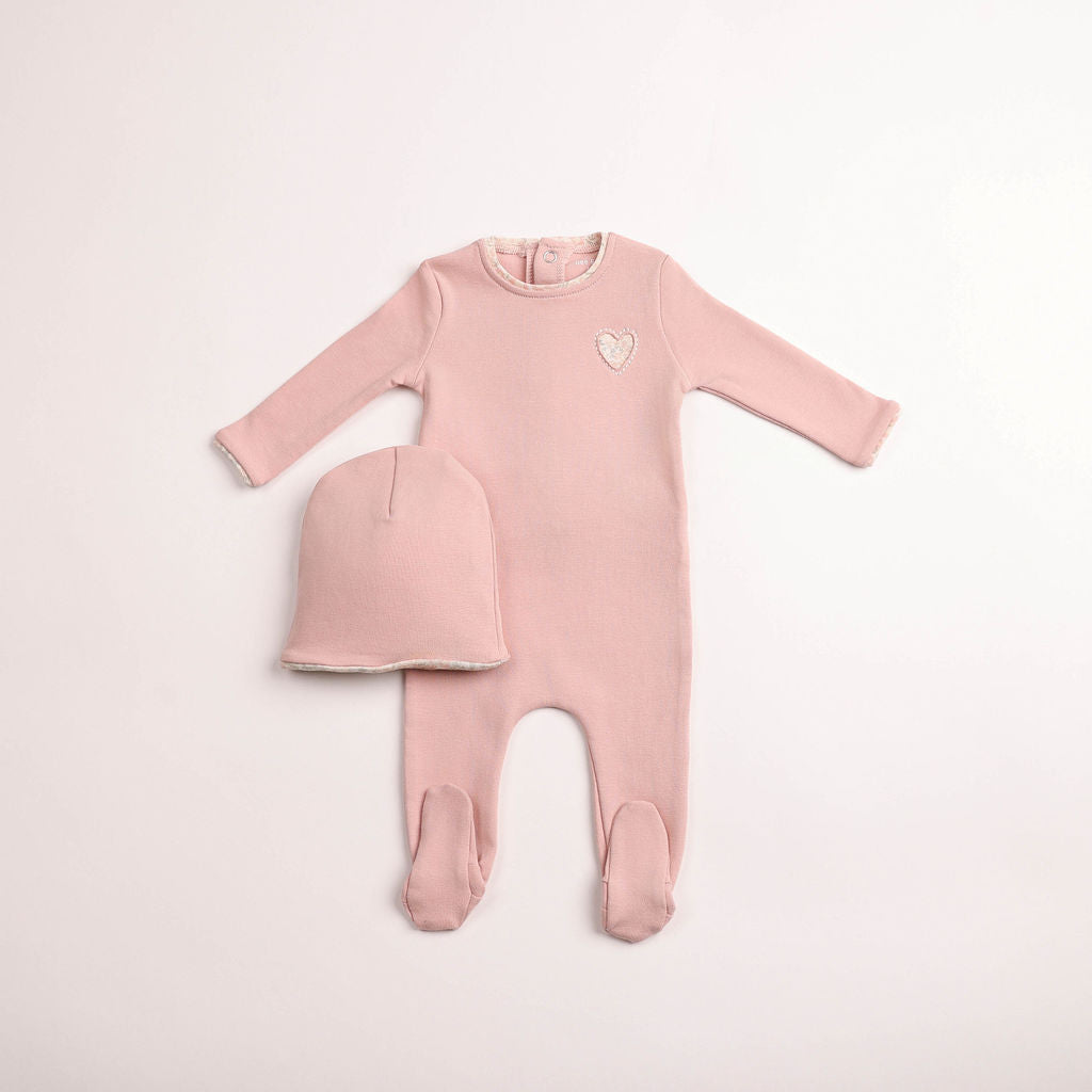BEE & DEE 2PC SWEET CUTOUT FOOTIE WITH BEANIE SET