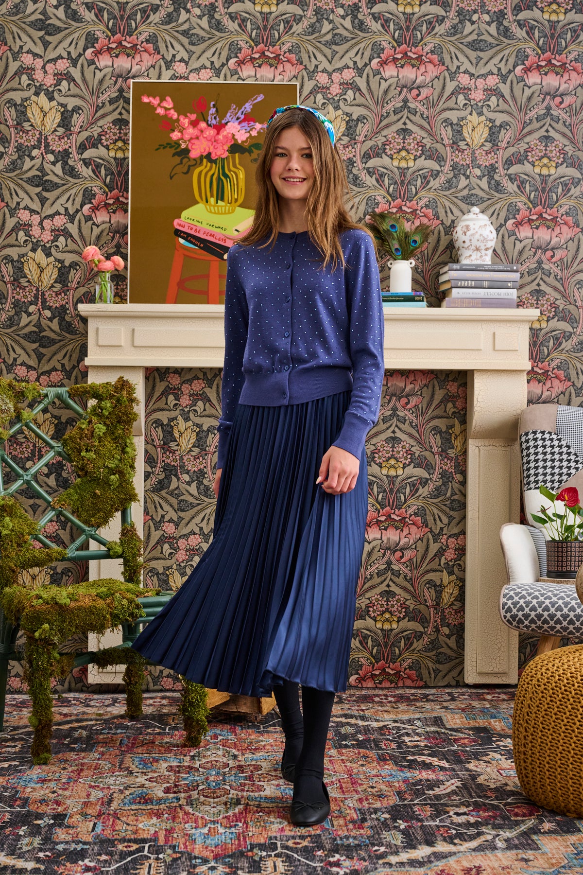 LAURENT SATEEN PLEATED SKIRT