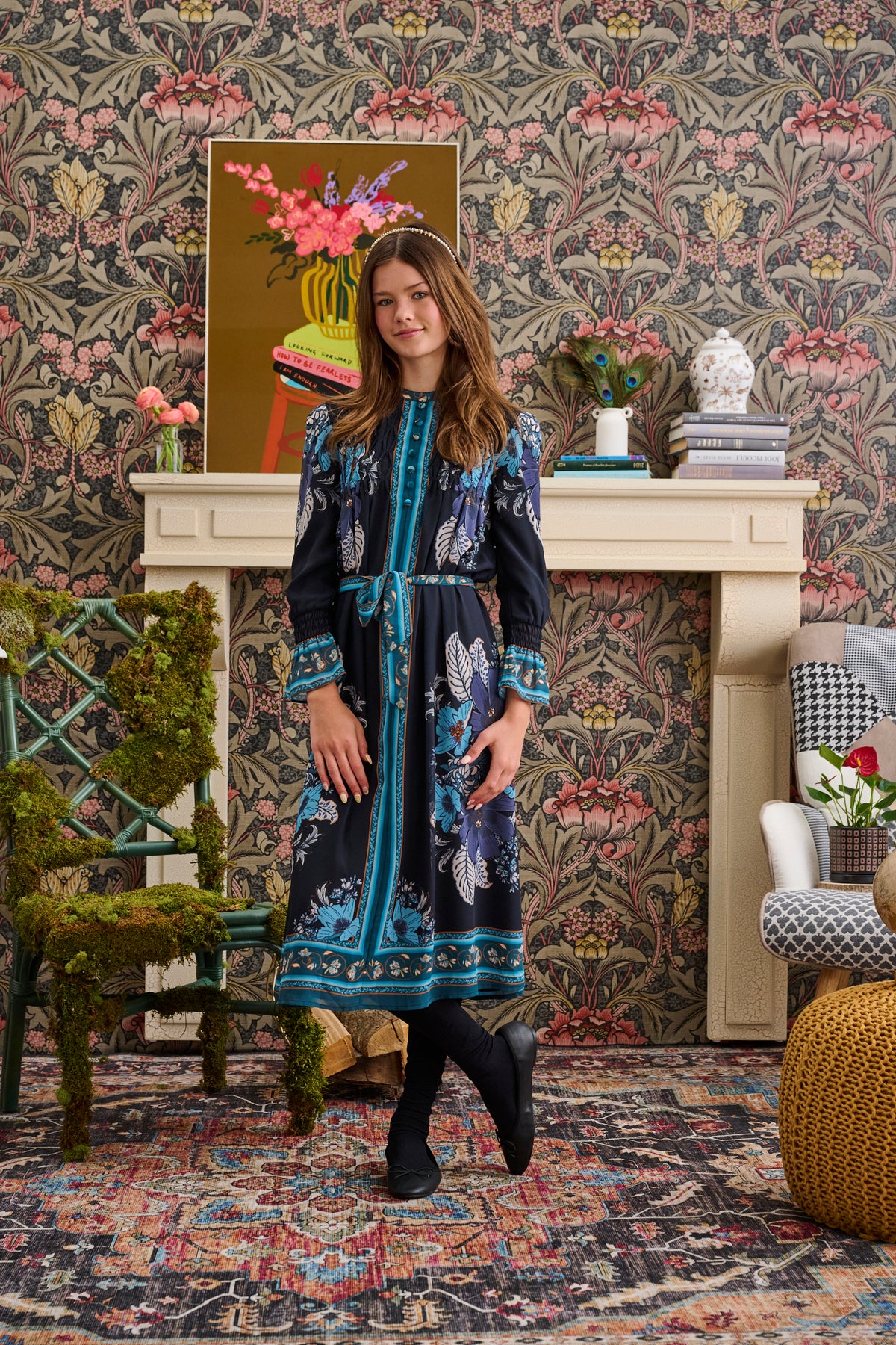 LAURENT CHIFFON FLORAL PRINT DRESS